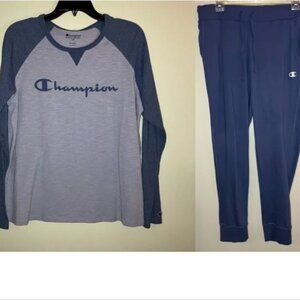 Champion L large athletic casual top & jogger pants set comfortable